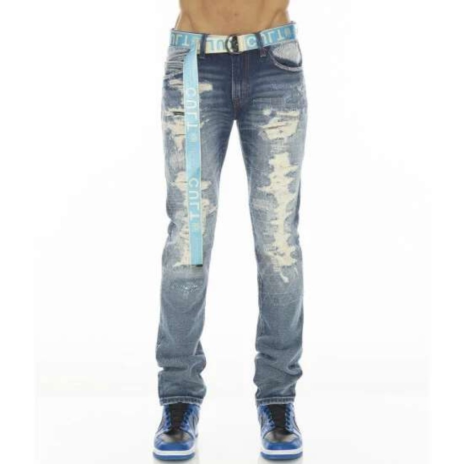 Men * | Cult Of Individuality Rocker Slim Ridged W/ Baby Blue Belt Clothing Maker