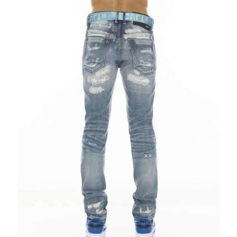 Men * | Cult Of Individuality Rocker Slim Ridged W/ Baby Blue Belt Clothing Maker