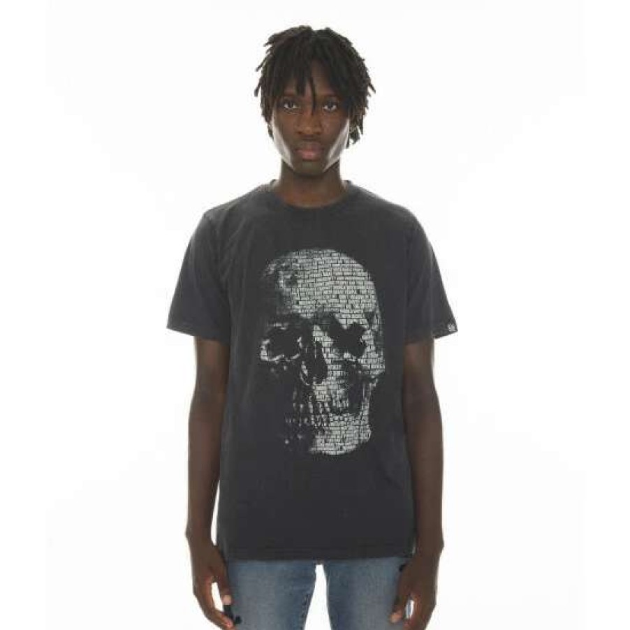 Men * | Cult Of Individuality T-Shirt Short Sleeve Crew Neck Tee "Skull" In /Ac Dc Wash T-Shirts Black