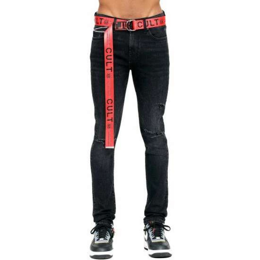 Men * | Cult Of Individuality Cult Logo Belt Belts Scarlet