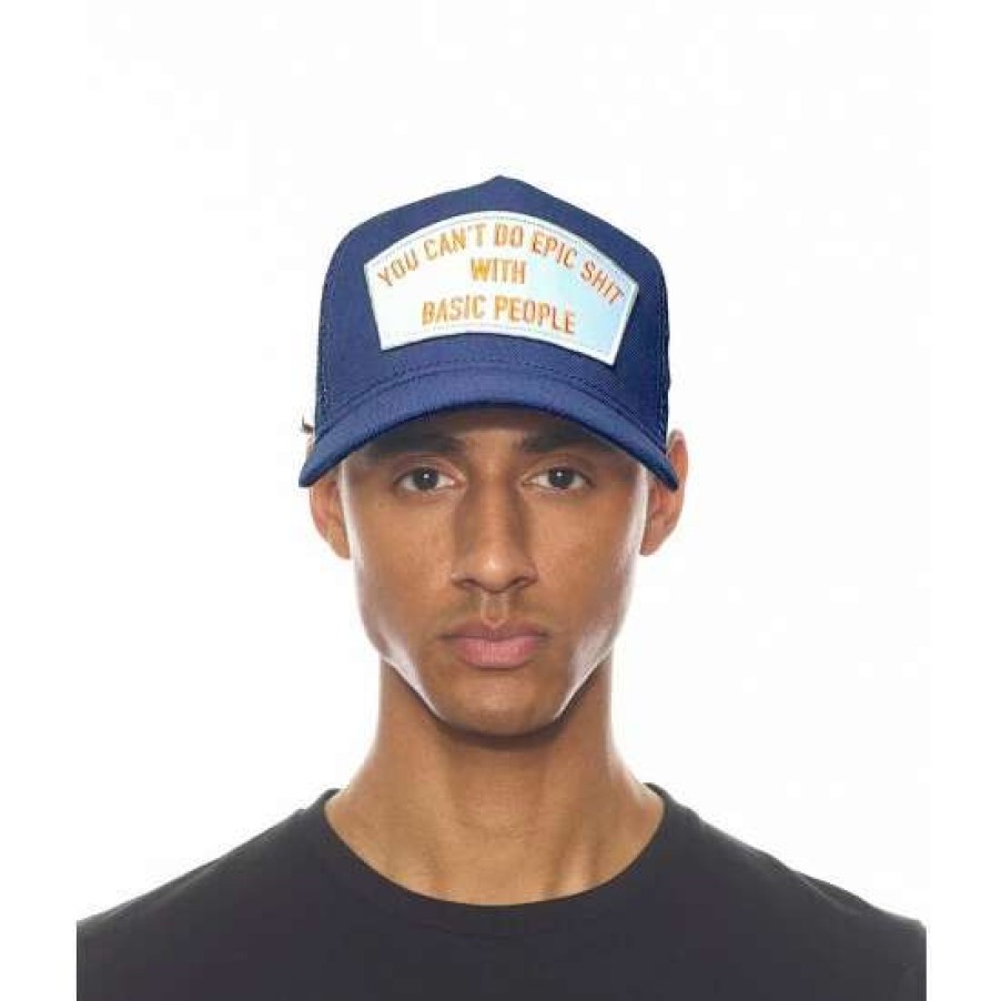 Men * | Cult Of Individuality Epic Shit Mesh Back Trucker Curved Visor In Hats Blue