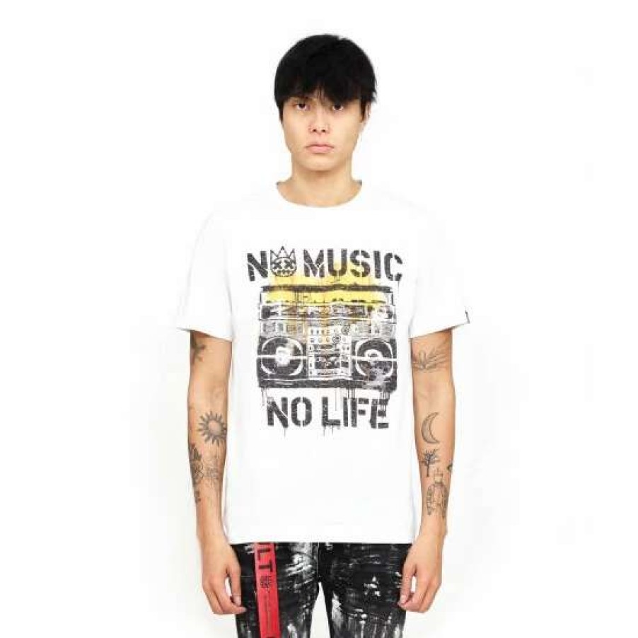 Men * | Cult Of Individuality S/S Crew T" No Music" T-Shirts White