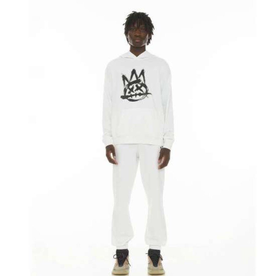 Men * | Cult Of Individuality Crew Neck Fleece Sweatshirts, Sweaters & Hoodies White