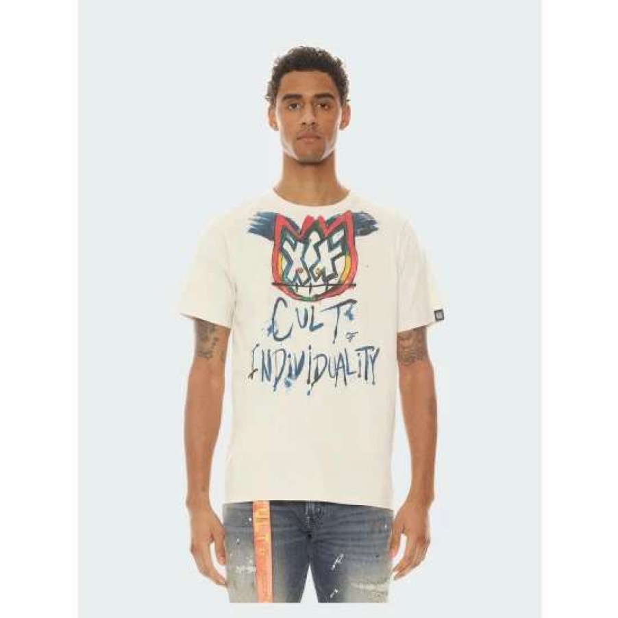 Men * | Cult Of Individuality Short Sleeve Crew Neck Tee "Floyd" T-Shirts Cream