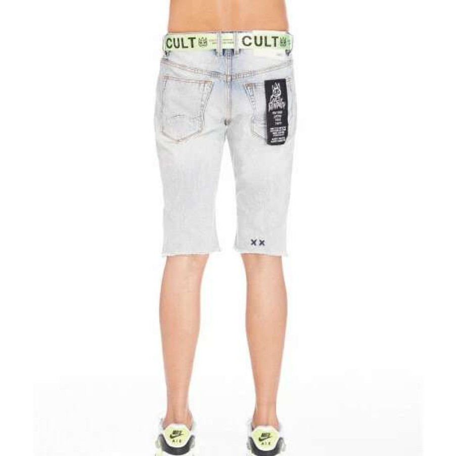 Men * | Cult Of Individuality Belted Rocker Short Shorts Light Blue