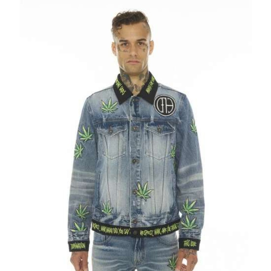 Men * | Cult Of Individuality Type Iv Denim Jacket With Double Cuff And Waistband Pantera Denim & Bottoms Blue