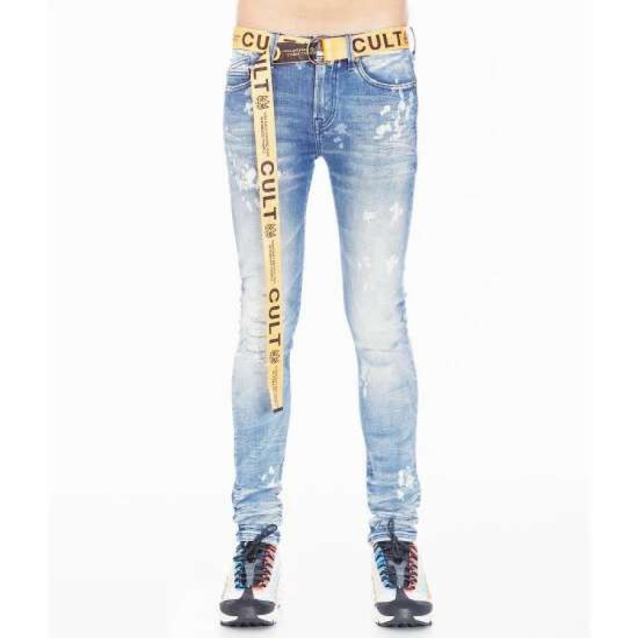 Men * | Cult Of Individuality Punk Super Skinny Denim & Bottoms Light Blue