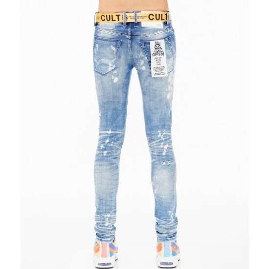 Men * | Cult Of Individuality Punk Super Skinny Denim & Bottoms Light Blue