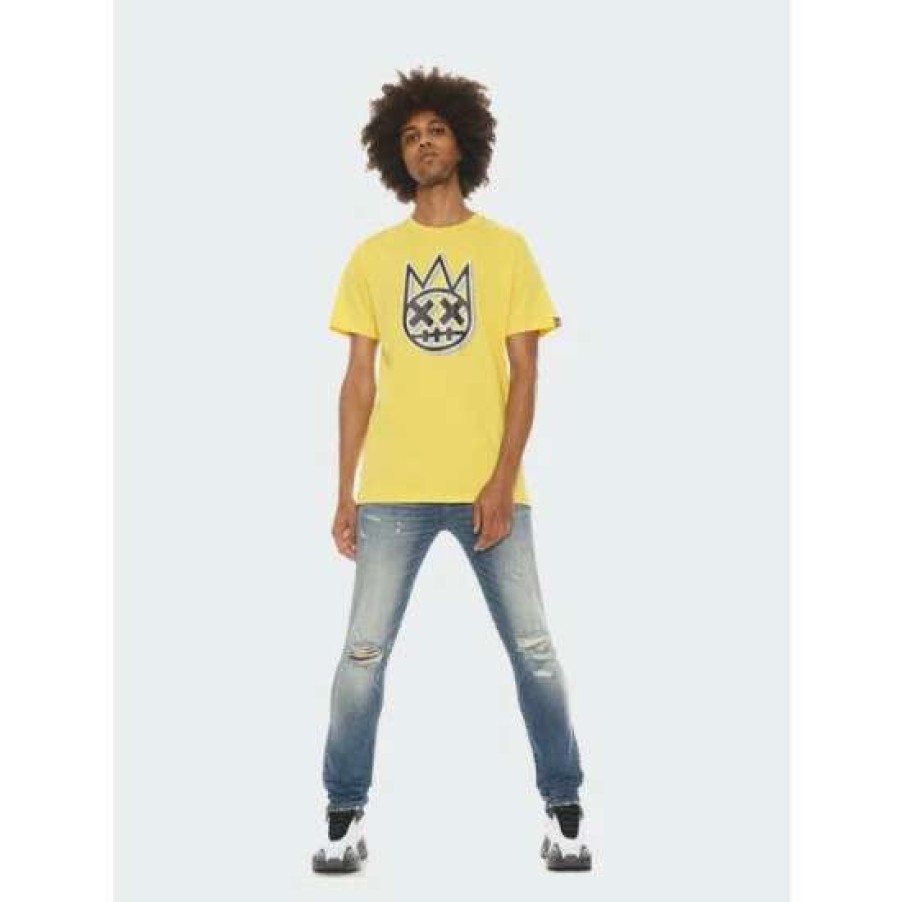 Men * | Cult Of Individuality 3D Clean Shimuchan Logo Short Sleeve Crew Neck Tee In Maize Tops Yellow