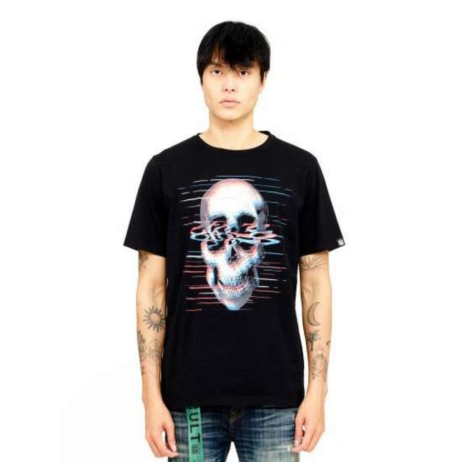 Men * | Cult Of Individuality S/S Crew T "Static Noise" T-Shirts Black