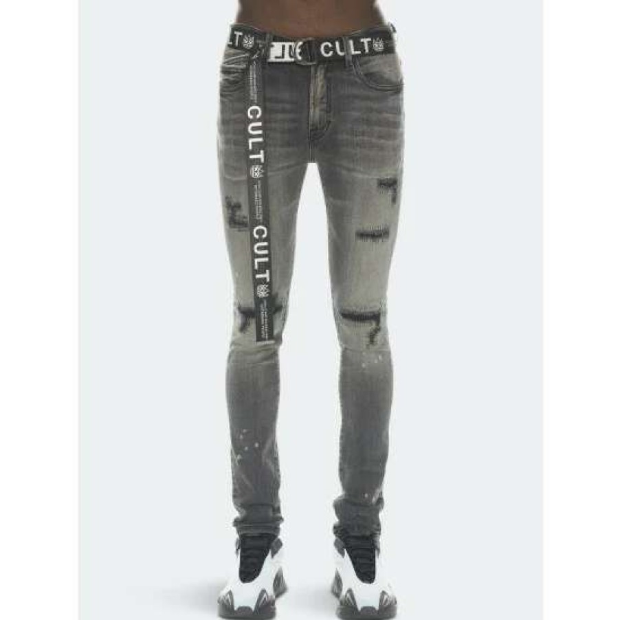 Men * | Cult Of Individuality Punk Super Skinny Stretch W/ White Belt Clothing Canteen