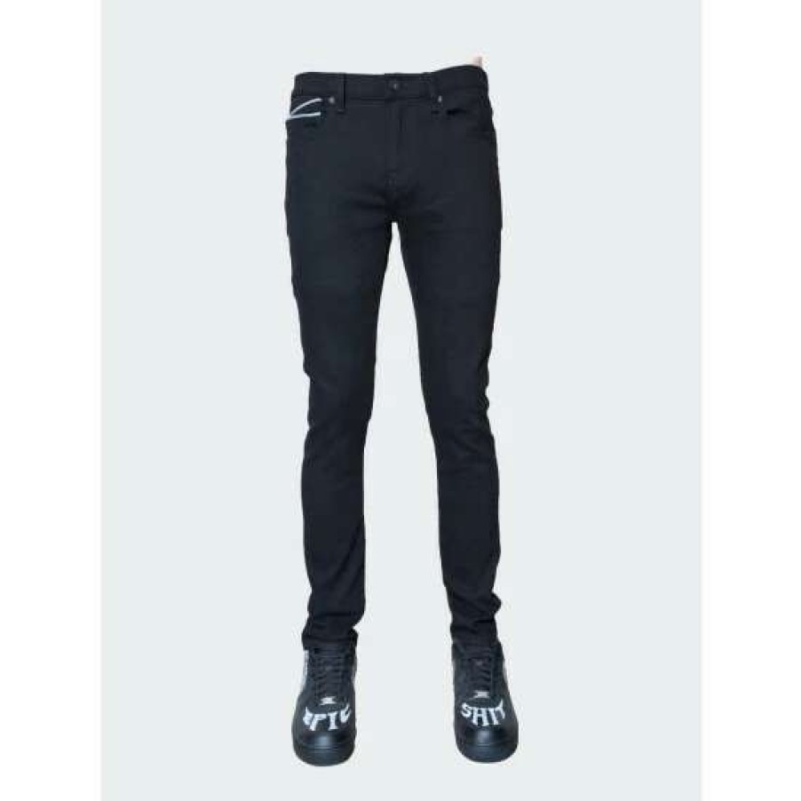 Men * | Cult Of Individuality Punk Super Skinny Premium Stretch Jeans Clothing Black