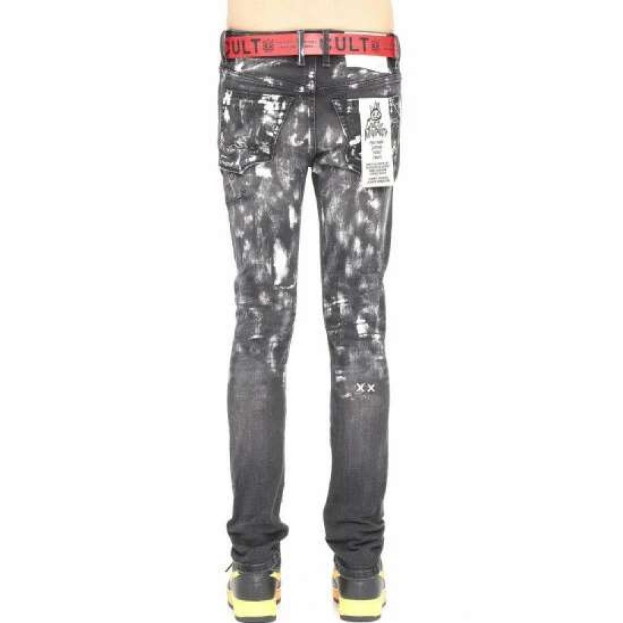 Men * | Cult Of Individuality Punk Super Skinny Belted Denim & Bottoms Pain