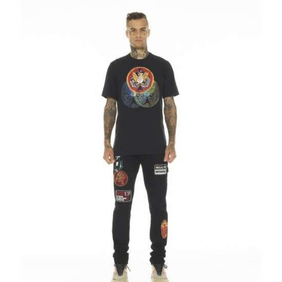 Men * | Cult Of Individuality T-Shirt Short Sleeve Crew Neck Tee "Lucky Bastard Ace" T-Shirts Black