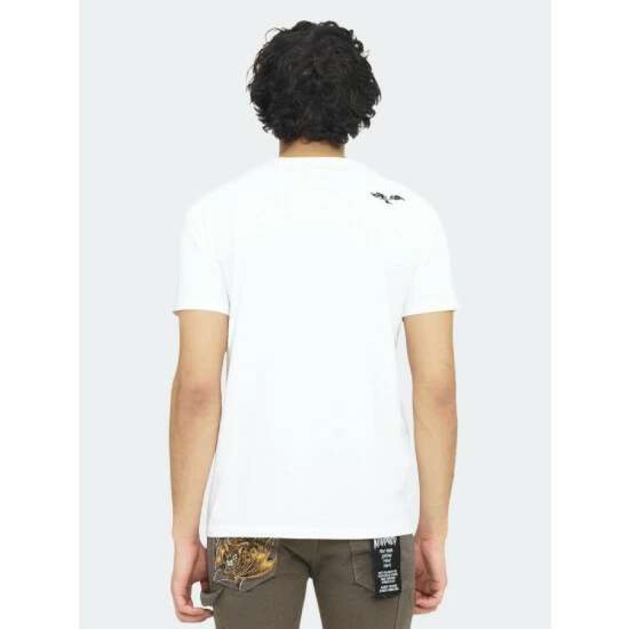 Men * | Cult Of Individuality S/S Crew T "Lucky Bastard" T-Shirts White