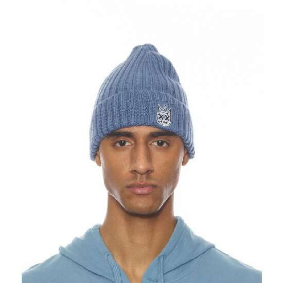 Men * | Cult Of Individuality Knit Hat With Peacoat And White Hats Blue