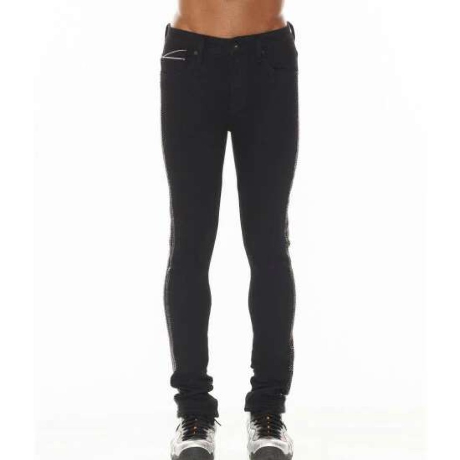 Men * | Cult Of Individuality Punk Super Skinny Jeans In Crystal Denim & Bottoms Black