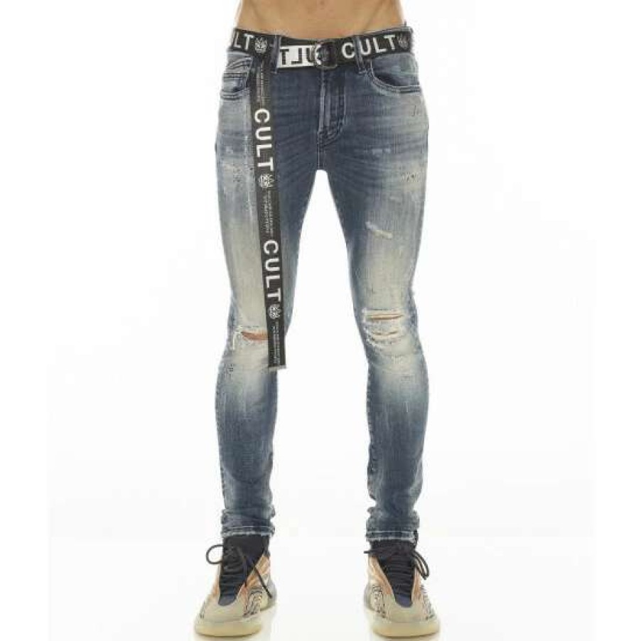 Men * | Cult Of Individuality Punk Super Skinny Stretch W/ Black Belt Belts Mayfly