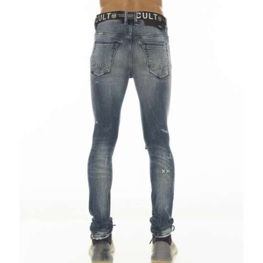 Men * | Cult Of Individuality Punk Super Skinny Stretch W/ Black Belt Belts Mayfly