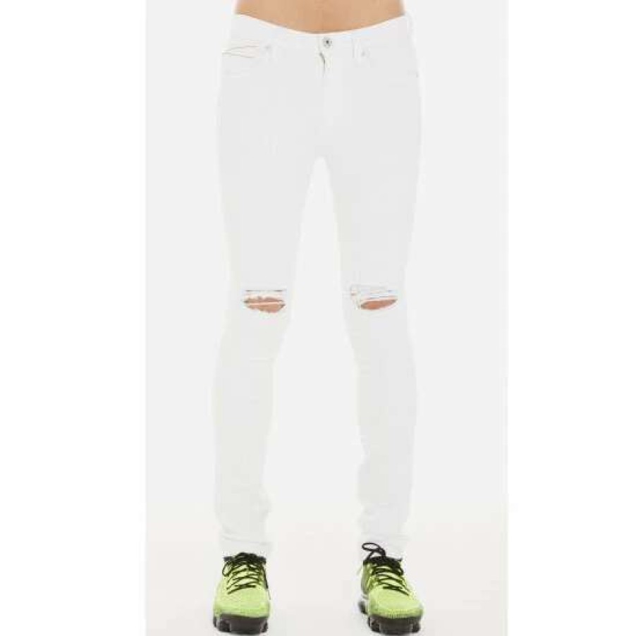 Men * | Cult Of Individuality Punk Super Skinny Stretch Jeans Denim & Bottoms White