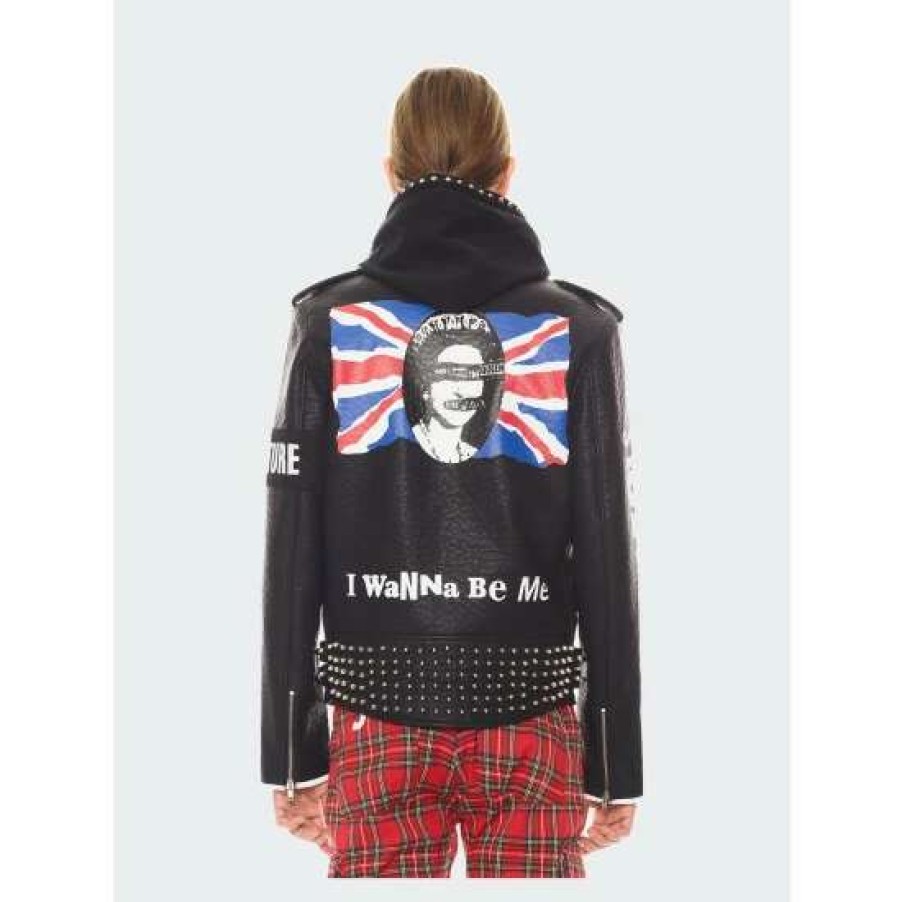 Men * | Cult Of Individuality Leather Moto "Sex Pistols" Jacket Coats, Jackets & Blazers Black