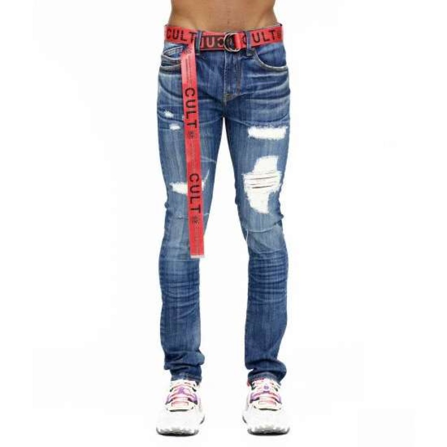 Men * | Cult Of Individuality Punk Super Skinny Belted Denim & Bottoms Abyss