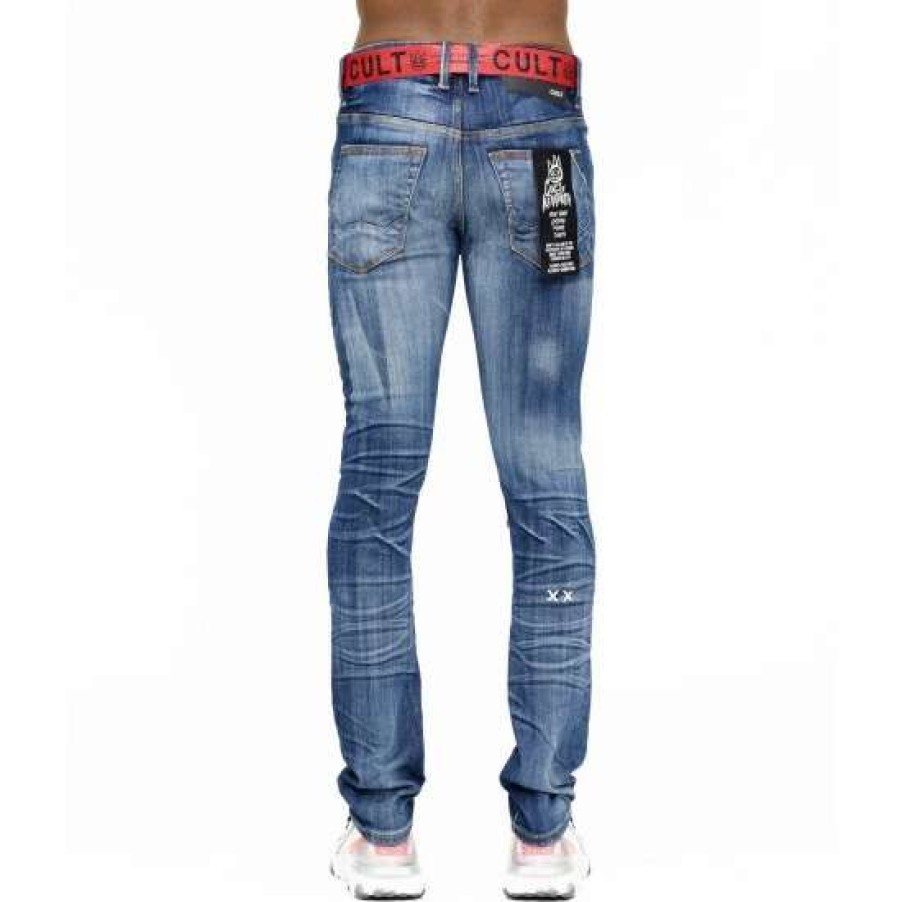 Men * | Cult Of Individuality Punk Super Skinny Belted Denim & Bottoms Abyss