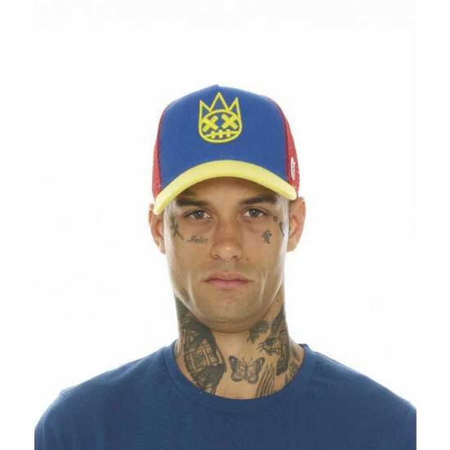 Men * | Cult Of Individuality Truck Clean Logo Mesh Back Cobalt Crown / Lemonade Visor In Cobalt Hats Multi Colour