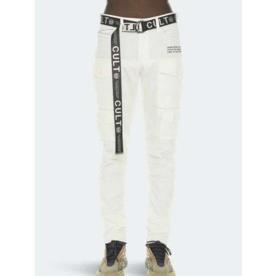 Men * | Cult Of Individuality Rocker Cargo Ridged W/ Belt Clothing White