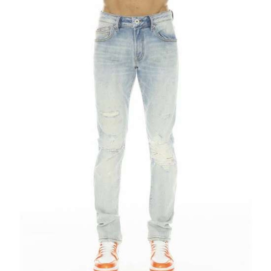 Men * | Cult Of Individuality Rocker Slim Stretch W/ White Belt Jeans & Denim Hateful