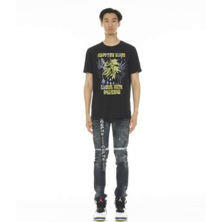 Men * | Cult Of Individuality Punk Super Skinny Stretch W/ Belt In Neko Denim & Bottoms Dark Blue