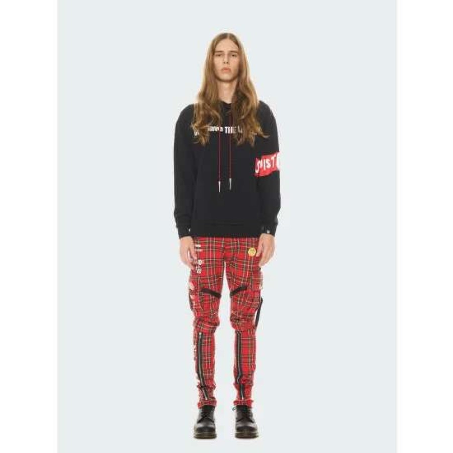 Men * | Cult Of Individuality Rocker Cargo "Sex Pistols" Pant In Plaid Pants Red