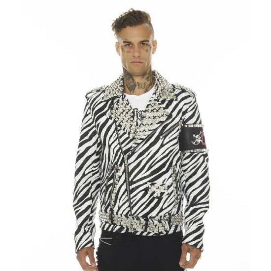 Men * | Cult Of Individuality Leather Moto Jacket Motley Crue Coats, Jackets & Blazers Zebra