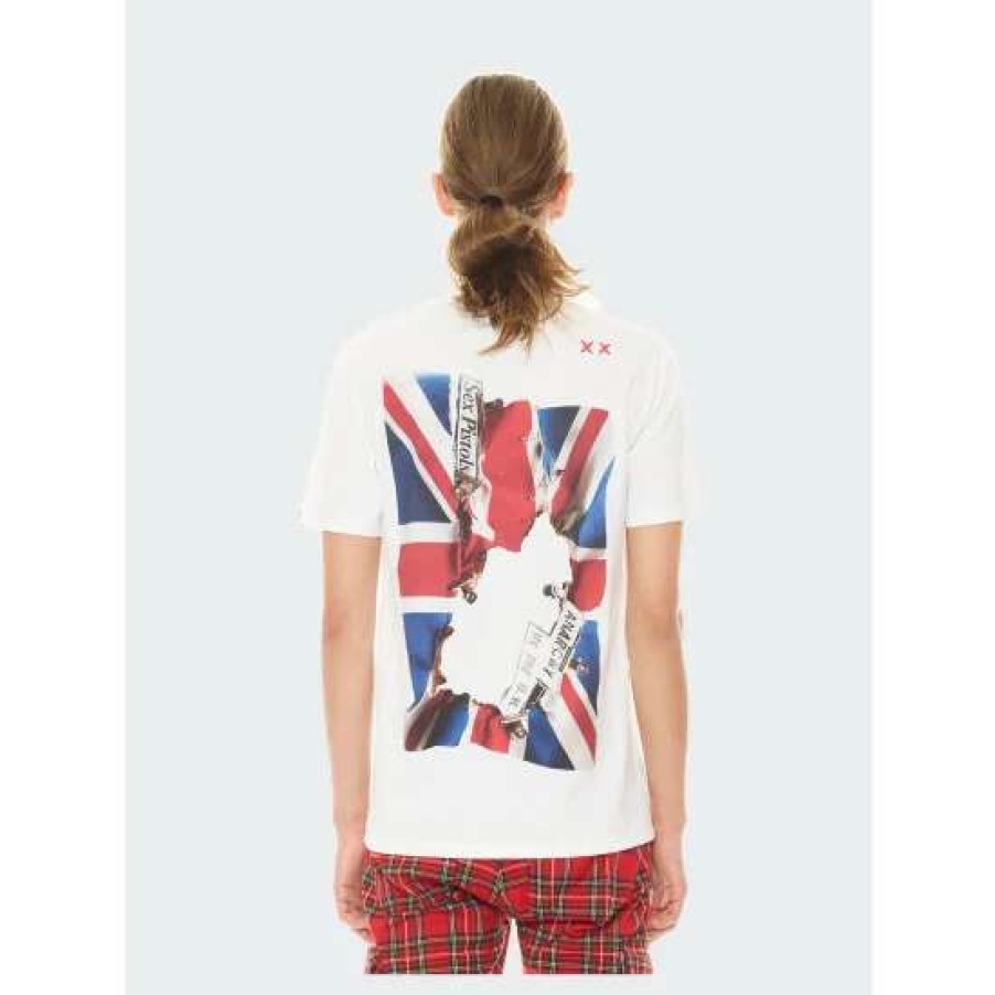 Men * | Cult Of Individuality Short Sleeve Crew Neck Tee "God Save The Queen" Sex Pistol T-Shirts White