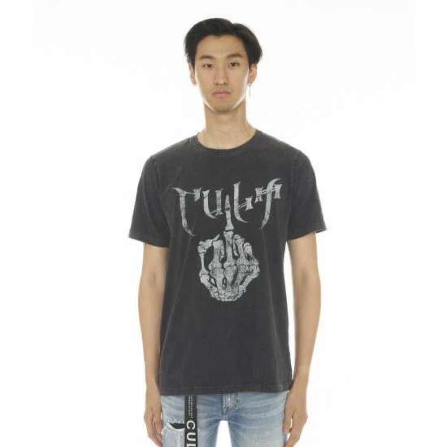 Men * | Cult Of Individuality T-Shirt Short Sleeve Crew Neck Tee "Fu" T-Shirts Vintage Charcoal