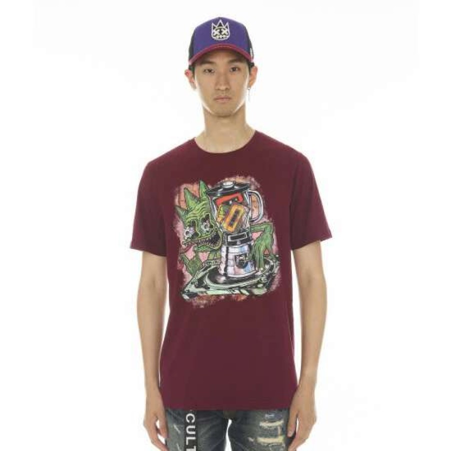 Men * | Cult Of Individuality Short Sleeve Crew Neck Tee "Blender" T-Shirts Beet Red