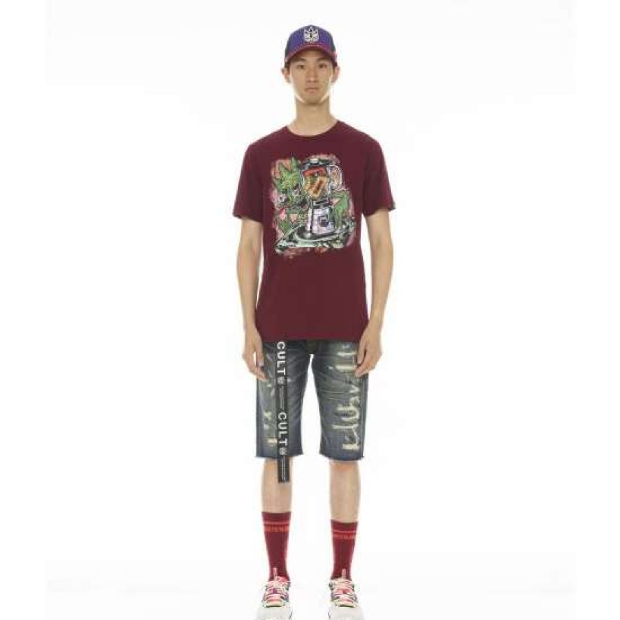 Men * | Cult Of Individuality Short Sleeve Crew Neck Tee "Blender" T-Shirts Beet Red