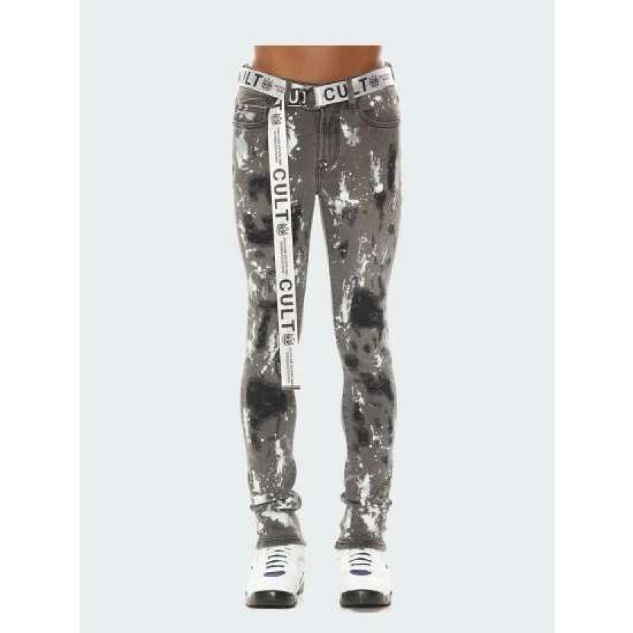 Men * | Cult Of Individuality Punk Super Skinny In Cinder Denim & Bottoms Grey