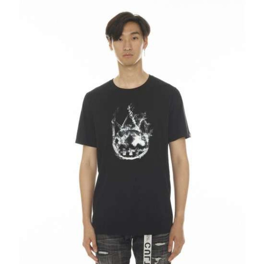 Men * | Cult Of Individuality T-Shirt Short Sleeve Crew Neck Tee "Smoke Logo" T-Shirts Black