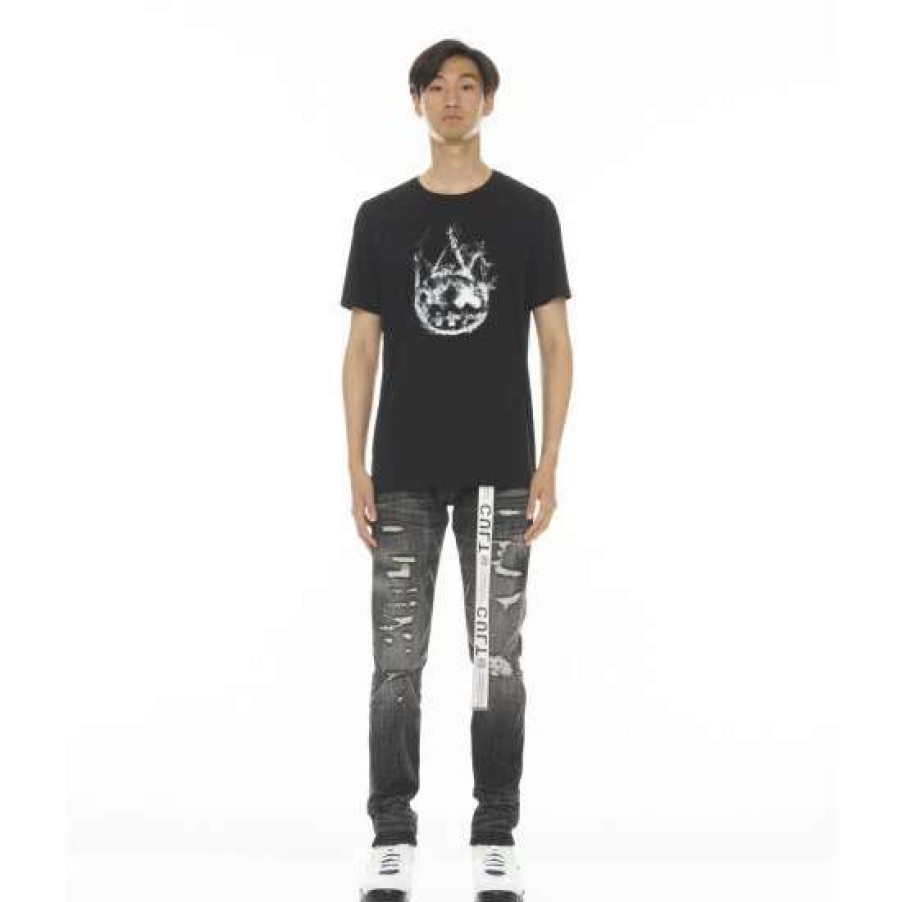 Men * | Cult Of Individuality T-Shirt Short Sleeve Crew Neck Tee "Smoke Logo" T-Shirts Black