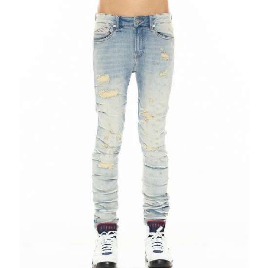 Men * | Cult Of Individuality Punk Nomad In Scars Denim Denim & Bottoms Blue