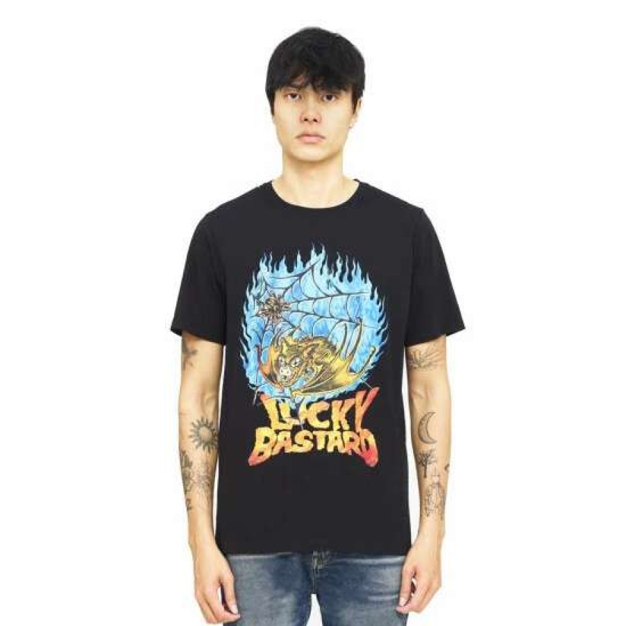 Men * | Cult Of Individuality S/S Crew T Lucky Bastard "Lucky Spider" T-Shirts Black