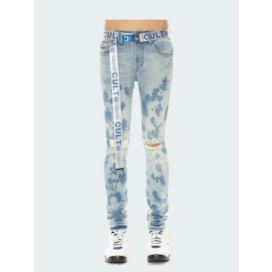 Men * | Cult Of Individuality Punk Super Skinny Jeans In Tibet Denim & Bottoms Blue