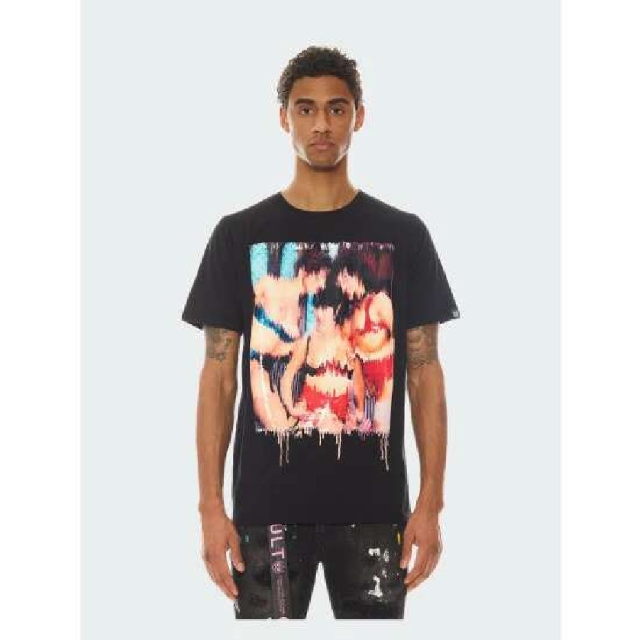 Men * | Cult Of Individuality Short Sleeve Crew Neck Tee "Sex Drugs Rock N Roll" In T-Shirts Black