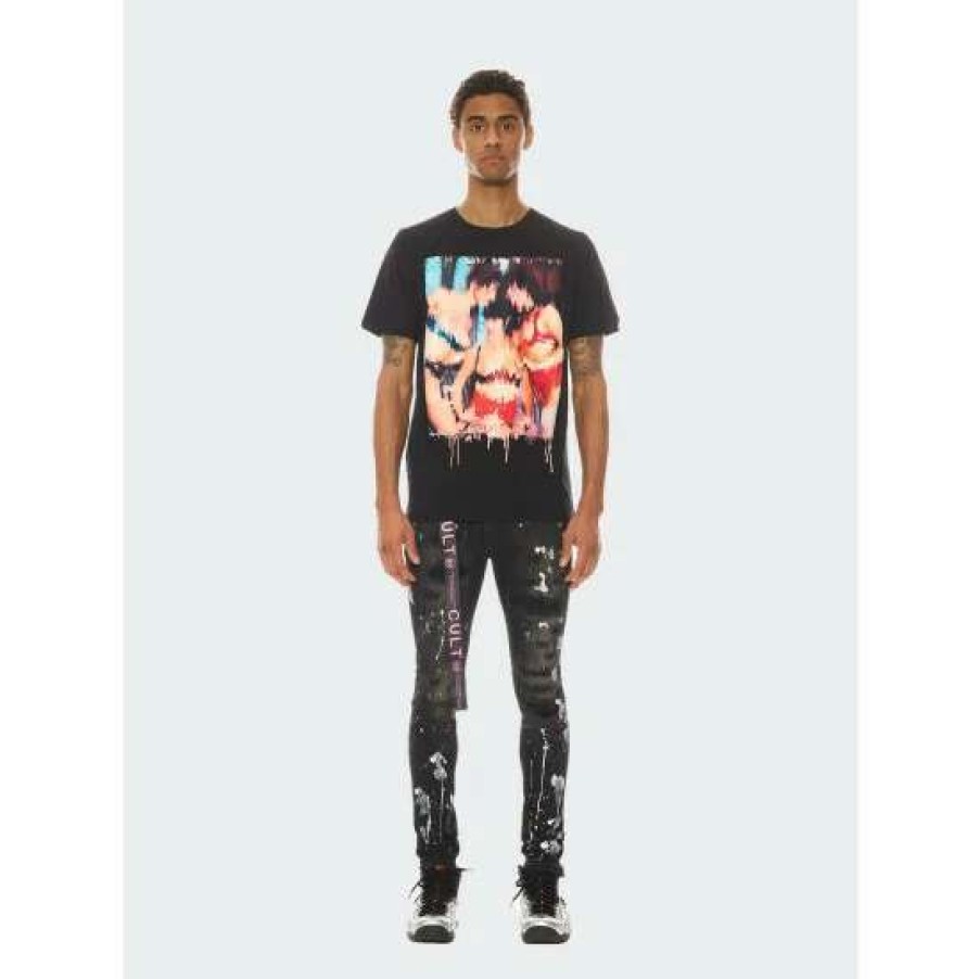 Men * | Cult Of Individuality Short Sleeve Crew Neck Tee "Sex Drugs Rock N Roll" In T-Shirts Black