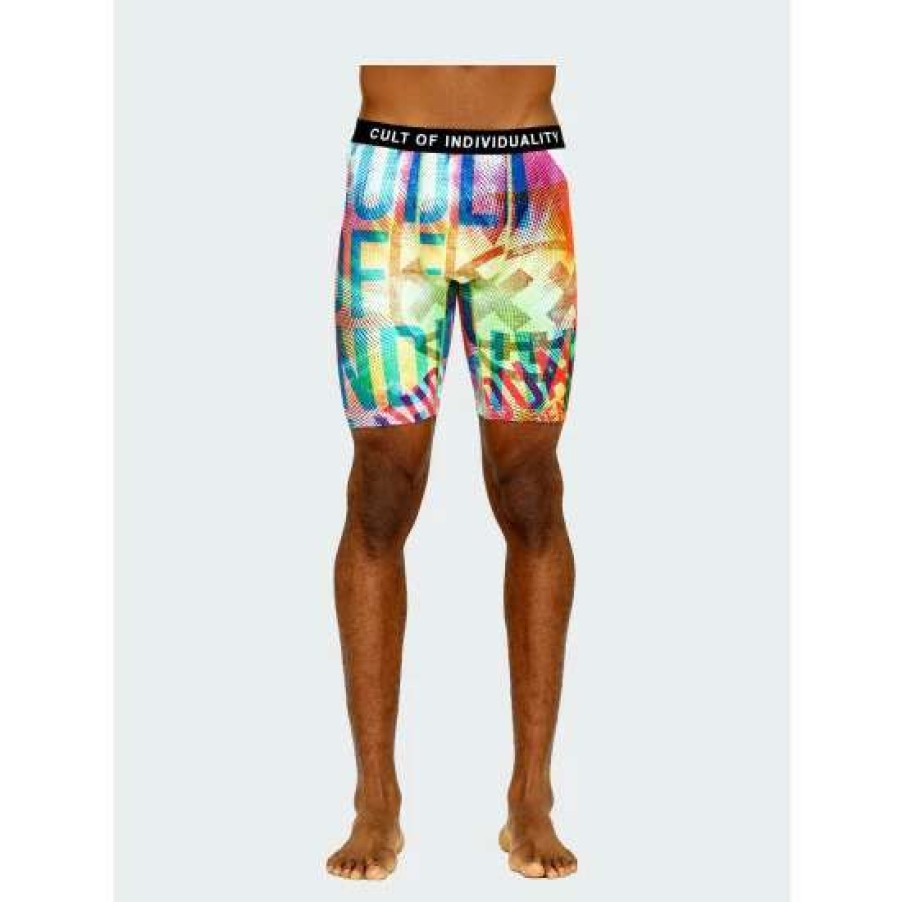 Men * | Cult Of Individuality Cult Briefs 2 Pack "Paradise" Print/ Surf Blue Solid Swimwear Multi