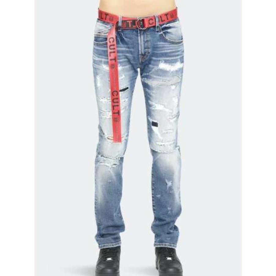 Men * | Cult Of Individuality Rocker Slim Belted Stretch Clothing Stress