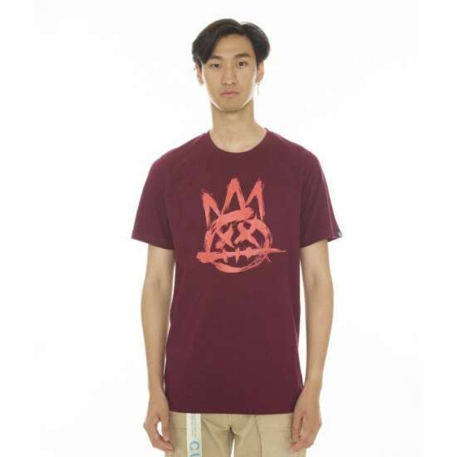 Men * | Cult Of Individuality T-Shirt Brushed Shimuchan Logo Short Sleeve Crew Neck Tee T-Shirts Red