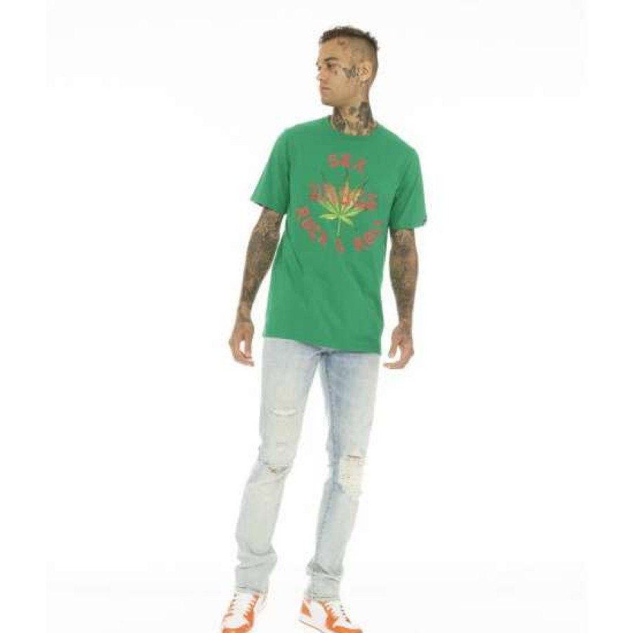 Men * | Cult Of Individuality T-Shirt Short Sleeve Crew Neck Tee "Sex Drugs & Rock N Roll" T-Shirts Kelly Green