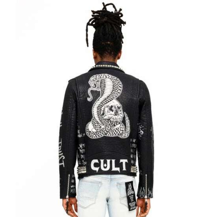 Men * | Cult Of Individuality Leather Moto Jacket Coats, Jackets & Blazers Black